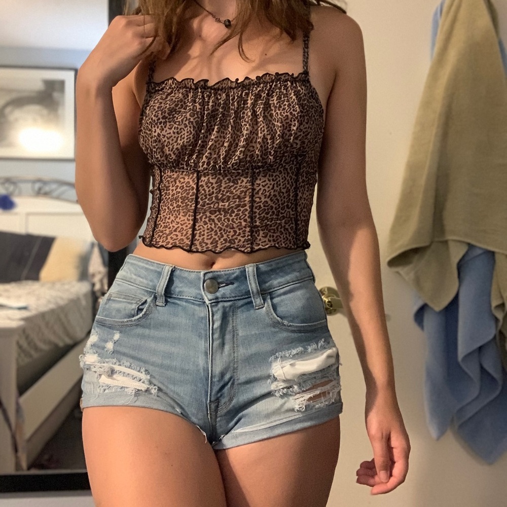 Light wash denim shorts